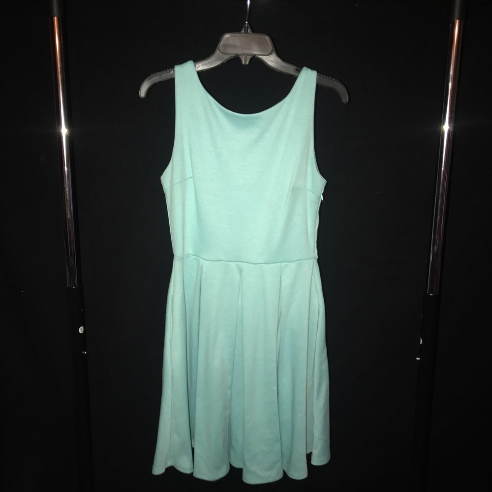 Bow Back Aqua Dress